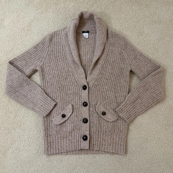 J. Crew Taupe Button-Up Wool Blend Cardigan - Picture 1 of 10